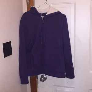 LL bean purple Sherpa lined women’s hoodie jacket
